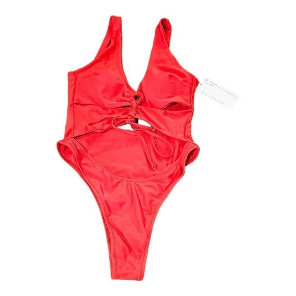 ChyrII Red Halter Neck One-Piece Swimsuit Size M - Picture 7 of 10